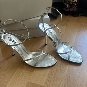 Women's Silver Strappy Heels